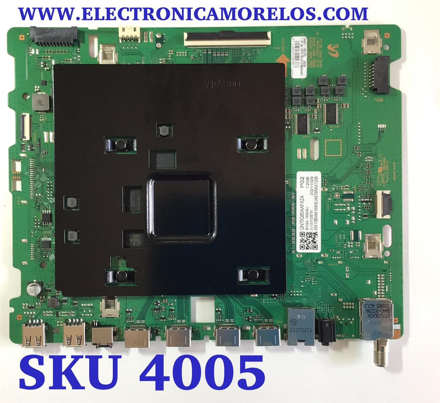 MAIN PARA SMART TV SAMSUNG 4K RESOLUCION ( 3840x2160 ) UHD CON HDR / NUMERO DE PARTE BN94-16906J / BN41-02902A / BN9416906J / BN97-18270L / 16906J / 011007058781 / PANEL CY-TT075FMEV2H / DISPLAY HV750QUB-S7B / MODELO QN75Q80AAFXZA BA01